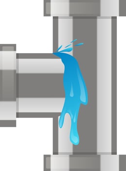 Water leaking from a damaged pipe emphasizes ongoing plumbing issues, highlighting significant water waste and underscoring the urgent need for timely repairs to prevent further damage vector