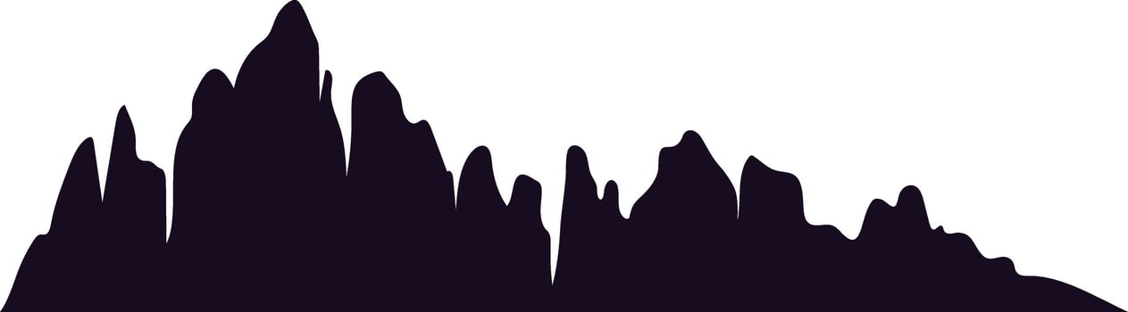 Panoramic silhouette of a mountain range creates a dramatic and minimalist landscape, ideal for backgrounds, travel themes, or nature inspired designs vector
