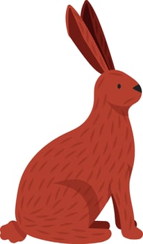 Cartoon illustration featuring a brown rabbit sitting and gazing to the right, set against a clean white background, capturing the charm of this cute and furry animal vector
