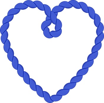 Thick blue rope forming a heart shape with a knot at the top, isolated on a white background, ideal for Valentine's Day or love related themes vector