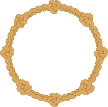 Thick, knotted rope forms a perfect circle, creating an empty space ideal for framing text or designs, showcasing the intricate details of the nautical inspired border vector
