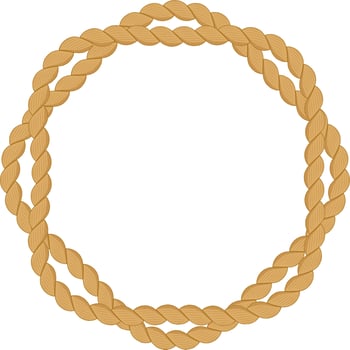 Thick, textured double rope forming a perfect circle, creating a nautical or rustic frame with empty space in the center, ideal for text or design elements on a clean white background vector