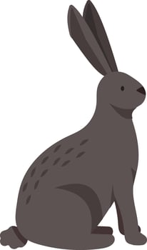 Cartoon illustration featuring a gray rabbit sitting and gazing to the right, set against a clean white background, capturing the charm of this adorable and fluffy creature vector