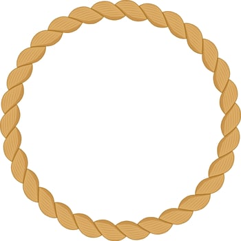 Circular, strong brown rope forming a frame, isolated against a white background, evokes a nautical or western theme, serving as a versatile design element for various projects vector
