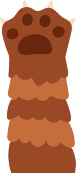 Cartoon drawing of a brown bear paw with claws extended, isolated on white background, representing wildlife, wilderness, and animal themes vector