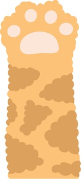 Cartoon illustration featuring a cat paw with distinct pads and a playful spotted fur pattern, radiating charm and cuteness while capturing the essence of a delightful feline companion vector