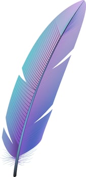 Light blue and purple feather floating softly, representing lightness, hope, and freedom, with a gradient color effect adding a touch of magic and wonder vector