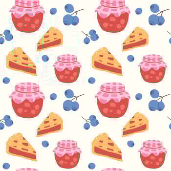 blueberry jam and pie pattern vector