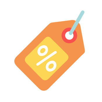 Orange discount tag with percentage symbol isolated on a transparent background image png