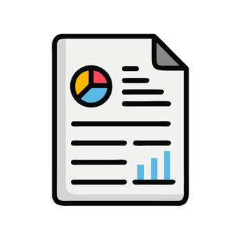 Report with pie chart and bar graph isolated on a transparent background document png