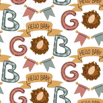 Hello Baby pattern design for nursery vector