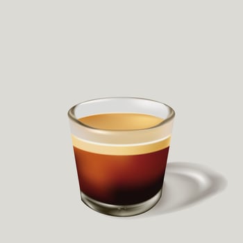 Layered coffee in a glass cup vector