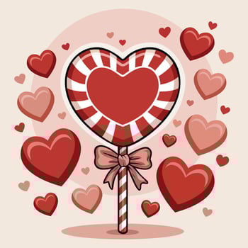 Heart-shaped lollipop with hearts vector