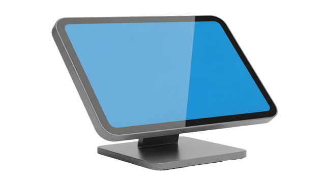 A digital screen on a gray stand base png