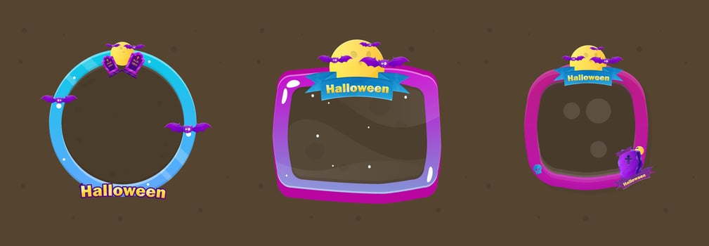 Halloween-themed colorful picture frames vector