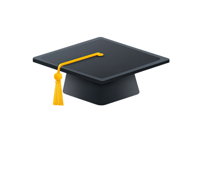 A classic graduation cap with a yellow tassel isolated on transparent background png