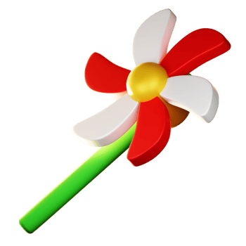 A red and white flower with a green stem png