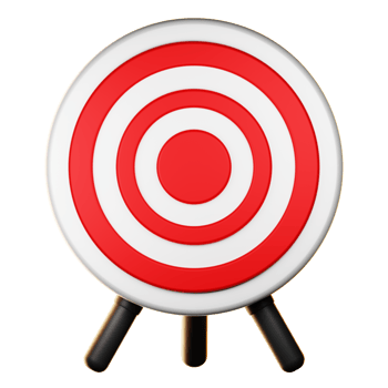 A red and white target on a stand png