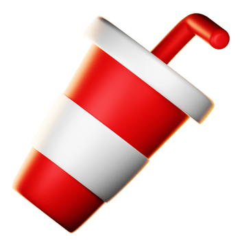 A icon red and white cup with a straw png