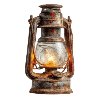 Antique Lantern Glowing Rustic Metal Lamp Vintage Light Source png