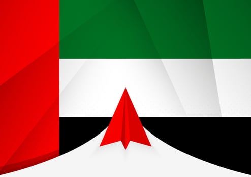 United Arab Emirates Flag with Abstract Paper Airplane Design, National Flag in a geometric folded paper style. vector