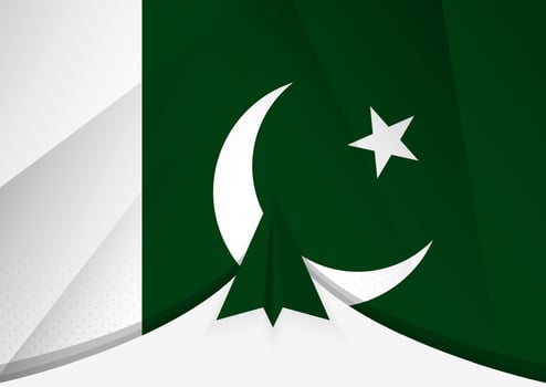 Pakistan Flag with Abstract Paper Airplane Design, National Flag in a geometric folded paper style. vector