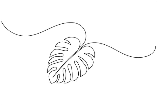 Minimal outline monstera leaf continuous one line drawing for decor vector