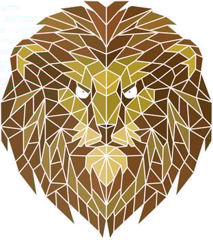 Low poly triangular lion on white background vector