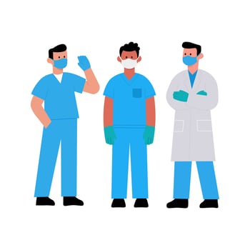 Medical staff wearing protective gear vector