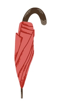 Closed umbrella for autumn rainy weather in flat style. Folded parasol isolated on transparent background vector