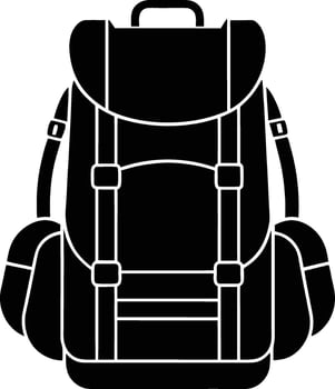 Hiking Backpack Rear View Clean Silhouette Isolated on White Background vector