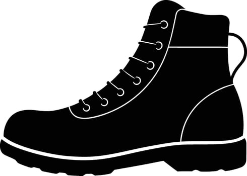 Single Hiking Boot Side View Silhouette Isolated on White Background vector