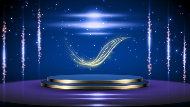 Stunning stage with golden lights vector