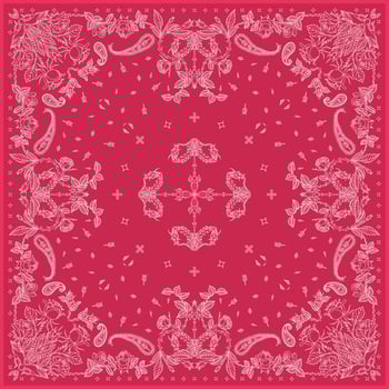 Bandana Print. Rose paisley bandana bandana Scarf Face Head Wrap. pattern Art rose floral flower thorns leaves square pattern design vector