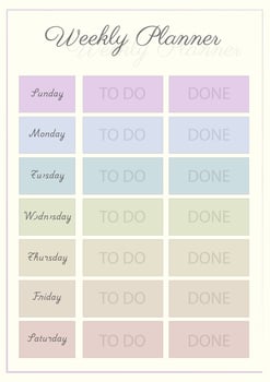 Rainbow Minimalist Modern Weekly Schedule Planner To Do And Done Columns Printable Design vector