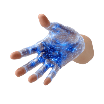 Human Hand with Futuristic Digital Network Design Representing Technology and Connectivity Concept png