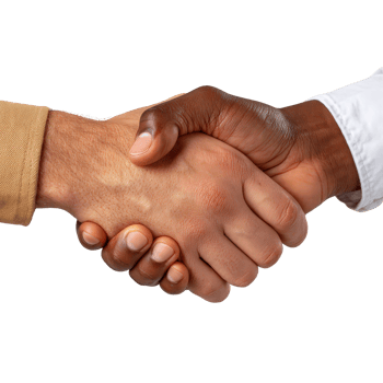 Professional Handshake Between Diverse Individuals Signifying Agreement and Cooperation in Business Setting png