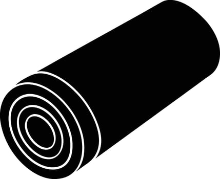 Rolled Up Sleeping Mat Diagonal View Silhouette Isolated on White Background vector