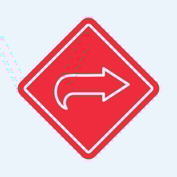 Curved Right symbol trendy artwork useful Illustration red design pretty colorful background vector
