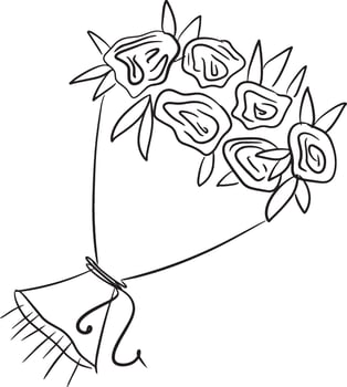 Bouquet of Roses Outline vector