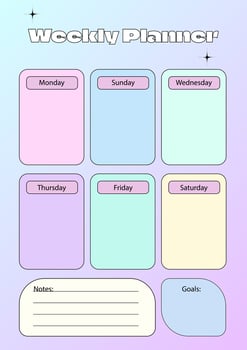 Modern Colorful Trendy Printable Weekly Planner For Your Tasks vector