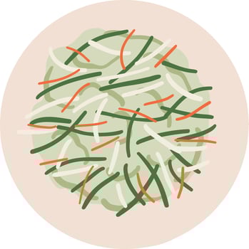 A plate with a bowl of vegetables vector
