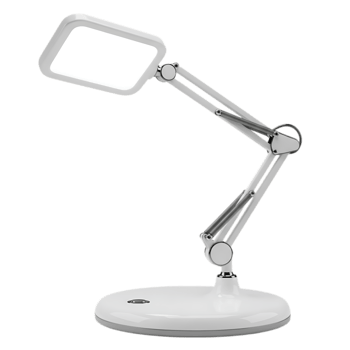 Modern white led desk lamp with adjustable arm isolated on transparent background png