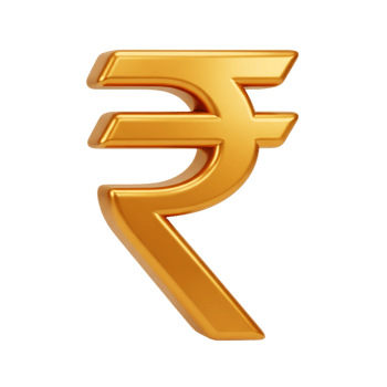 Golden indian rupee symbol isolated on transparent background indialn ropi png