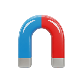 Red and blue horseshoe magnet isolated on transparent background png