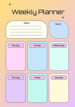 Modern Colorful Trendy Printable Outlined Weekly Planner For Your Tasks vector