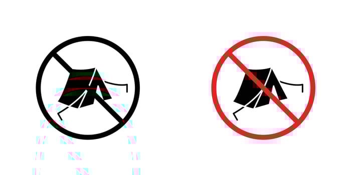 No camping sign in doodles flat and line stroke pack vector