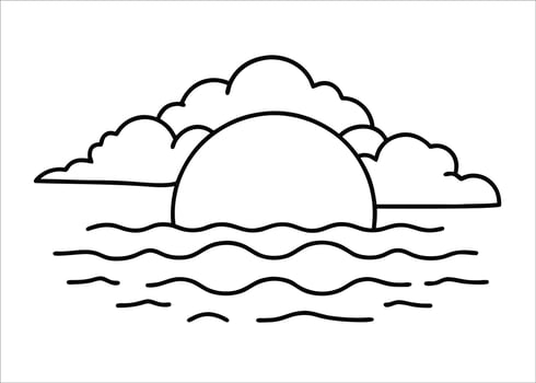 Serene ocean sunset depicted with a single unbroken line art illustration capturing the beauty of nature s twilight spectacle vector