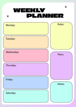 Modern Retro Colorful Trendy Printable Outlined Weekly Planner For Your Tasks vector