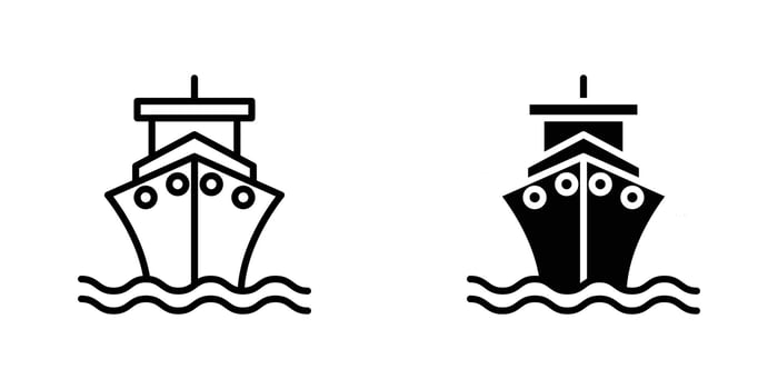 Ship icon in doodles flat and line stroke pack vector
